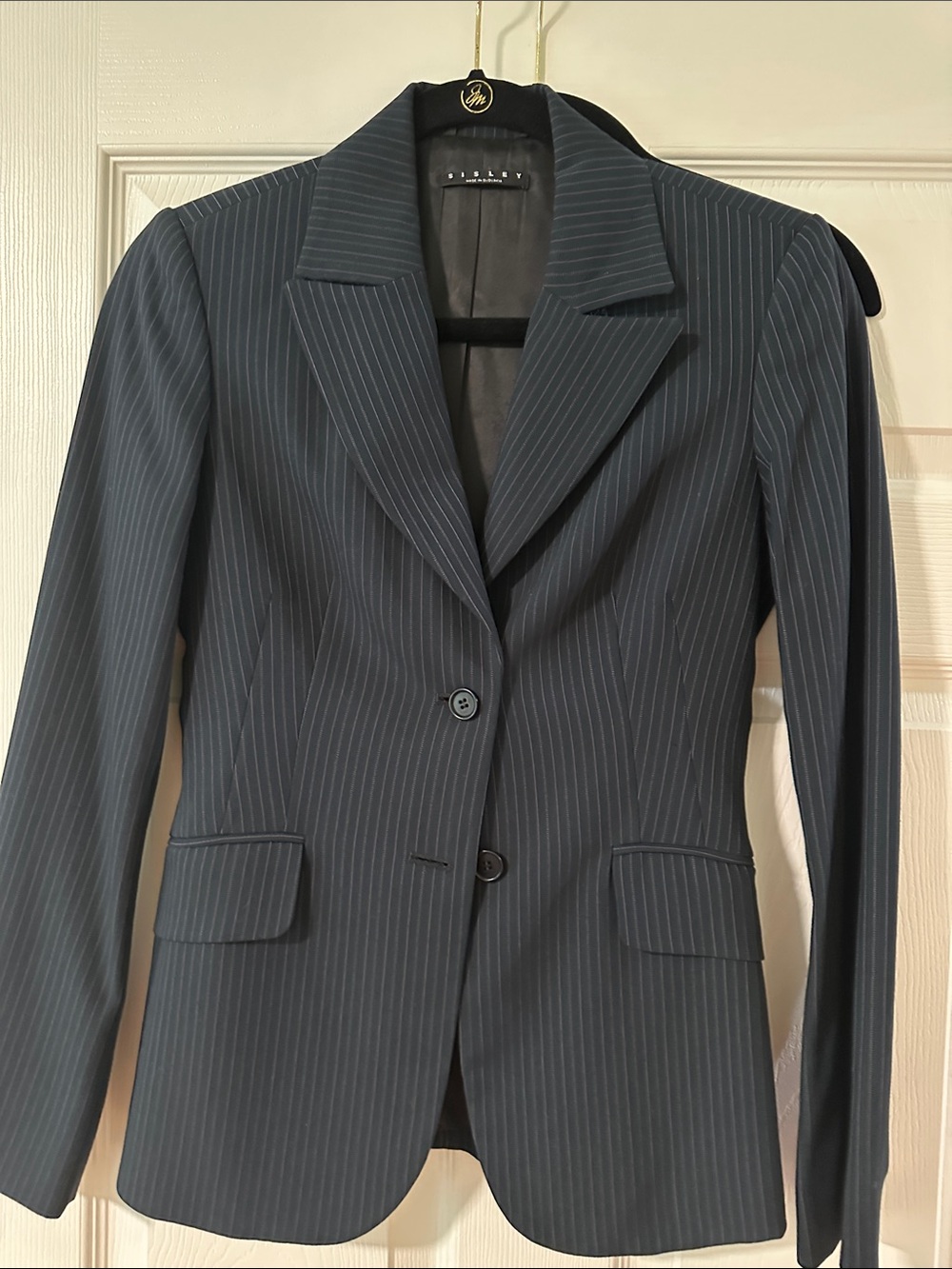 Sisley-Classic Women's Pinstripe Blazer - black